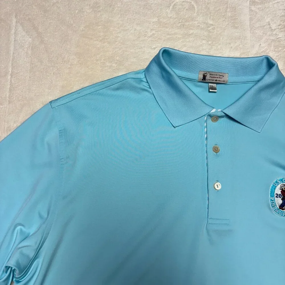 Mens 2014 US Open Pinehurst No 2 by Peter Millar Golf Short Sleeve Polo Sz Large